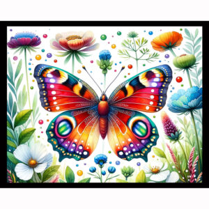 Colorful Floral Butterfly - Horizontal
