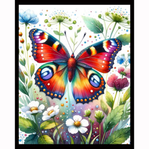 Colorful Floral Butterfly - Vertical