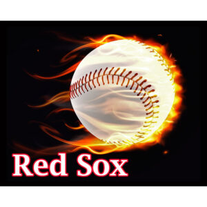 Flaming Baseball Red Sox