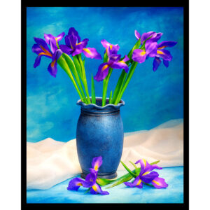 Irises in a Blue Vase