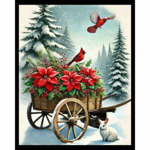 Poinsettias and Cardinals