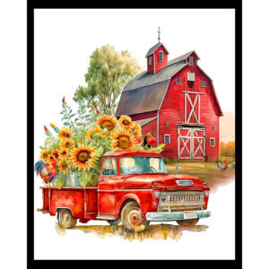 Sunflower Red Truck