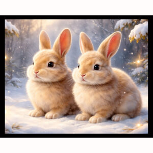 Twin Bunnies in Snow